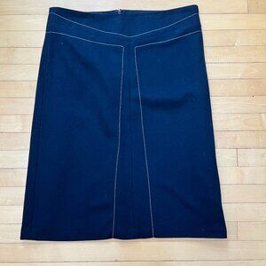 Vintage BCBMaxAzria Black Skirt with White Stitching, Size 6